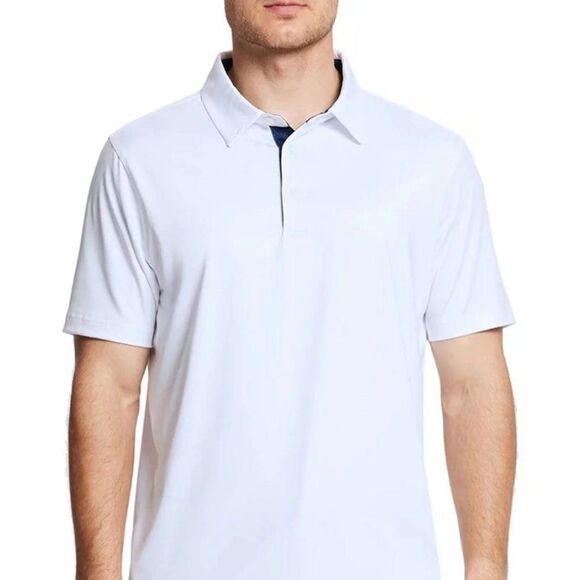 Maelreg White Performance Men's Quick Dry Solid Golf Polo Shirt in Size Large - Picture 2 of 9